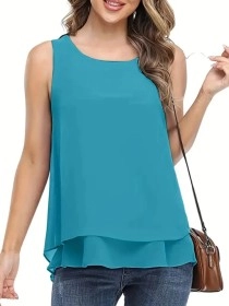 Chiffon double hem casual vest