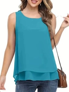 Chiffon double hem casual vest