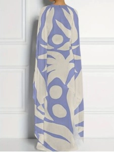 Chiffon print cape cape dress elegant dress
