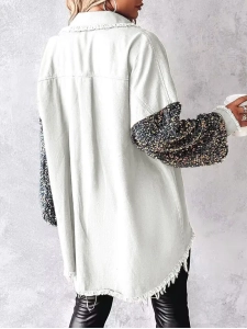 Contrast Sequin Raw Hem Shacket