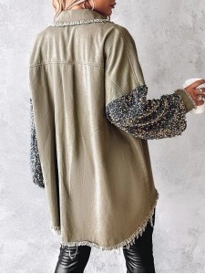Contrast Sequin Raw Hem Shacket