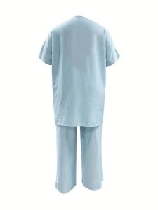 Cotton linen cardigan top pant suit