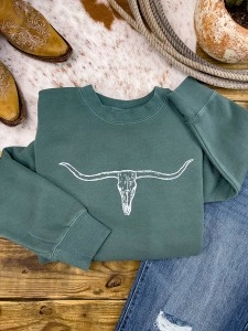 Cow head print crew neck sweatshirt