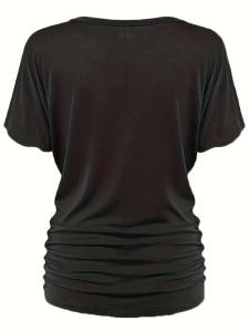 Crew neck pullover simple shoulder knit T-shirt top