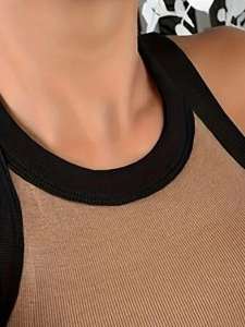 Crew neck pullover simple tight color matching vest