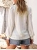 CUT-OUT LACE V NECK SHEATH CASUAL BLOUSE