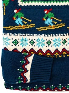 Dark Blue Casual Sleigh Print Sweater