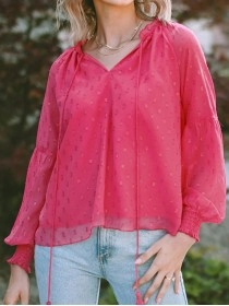 DECORATION V NECK SHIFT ELEGANT BLOUSE