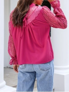 Decorative lace standing collar elegant shirt