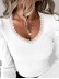 Diamond Chain Ribbon Patchwork V-Neck Long Sleeve Top