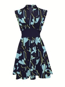 Elegant fashion waist slimming floral pattern dress