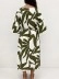 Elegant holiday dress with V-neck puffy sleeves