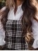Elegant Plaid Buckle Shirt Collar Wrapped Skirt Dresses