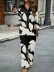 Elegant print loose shirt pantsuit