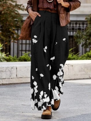 Elegant printed wide-leg pants