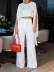 Elegant simple exaggerated sleeve top pant suit