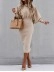 Elegant solid color patchwork foldable O-neck waistband dress