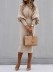 Elegant solid color patchwork foldable O-neck waistband dress
