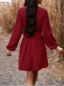 Elegant V-neck long sleeved dress