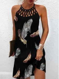 Ethnic printed mesh sleeveless casual dress