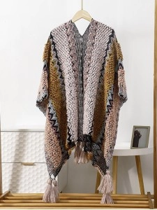 Ethnic style retro cloak with scarf
