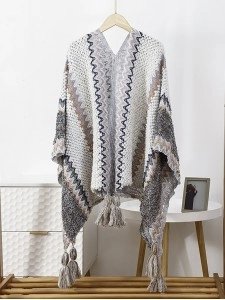 Ethnic style retro cloak with scarf