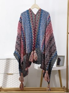 Ethnic style retro cloak with scarf