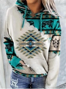 Ethnic Tribe Hooded Sweater Coat Top