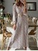 Fashion Print Patchwork V Neck Waist Skirt Dresses