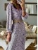Fashion Print Patchwork V Neck Waist Skirt Dresses