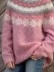 Fashionable Color Matching Jacquard High Neck Loose Knit Sweater