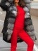 Fashionable fur collar patchwork coat