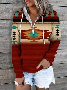 Fashionable zipper long sleeve casual sweatshirt