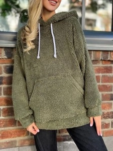 Flannel Loose Hooded Sweater