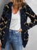 Fleece vintage geometric print hooded sweater cardigan