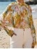 FLORAL DECORATION STAND NECK SHIFT ELEGANT BLOUSE