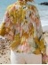FLORAL DECORATION STAND NECK SHIFT ELEGANT BLOUSE