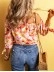 FLORAL KNOT PLEATED SHIRRED OFF THE SHOULDER SHEATH CASUAL BLOUSE