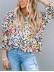 FLORAL NOTCHED V-NECK PUFF SLEEVE BLOUSE