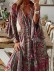 Floral Patchwork V Neck A Line Dresses