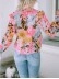 FLORAL PLEATED V NECK SHIFT CASUAL ELEGANT BLOUSE