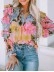 FLORAL PLEATED V NECK SHIFT CASUAL ELEGANT BLOUSE