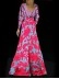 Floral Print Deep V-Neck Long Sleeve Floor Length Dress