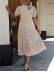 Floral Print Ruffle Puff Sleeve High Waist Midi Dresses