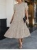 Floral Print Ruffle Puff Sleeve High Waist Midi Dresses