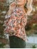 Flower pattern lace up casual top