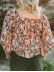 Flower pattern lace up casual top