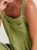 Green cotton and linen loose romper overalls