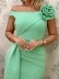 Green one-line shoulder ruffle slim-fit dress dress