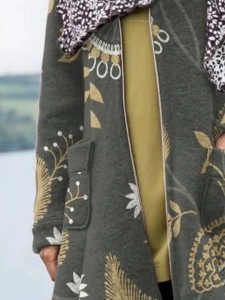 Green retro loose simple tweed jacket